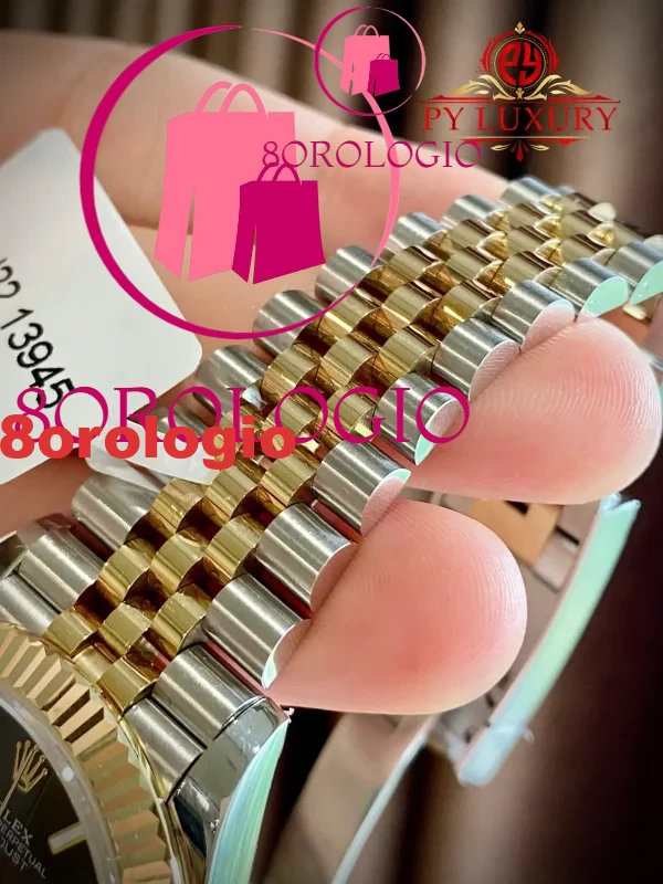 Replica 1:1 Rolex Datejust 126333 Quadrante Nero Bracciale Jubilee Placcato Oro Giallo 10K 41mm Orologio - immagine 9