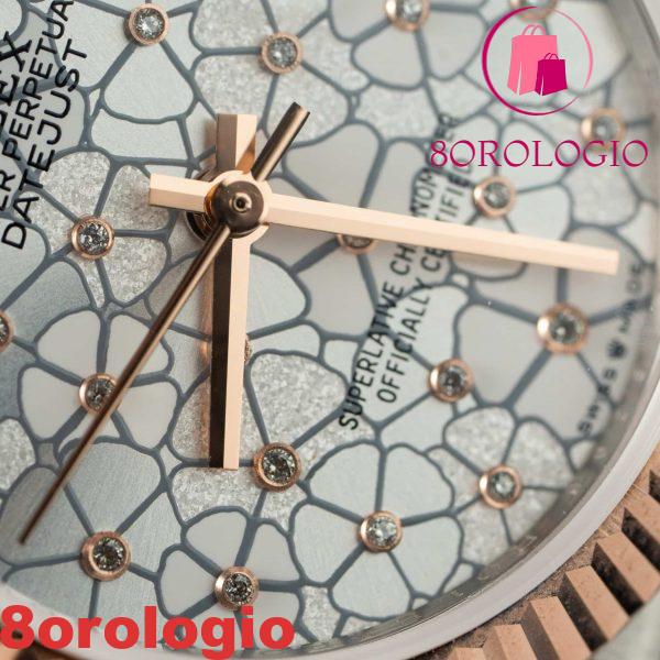 Replica Rolex Datejust 278271 Quadrante Argento Floreale Bicolore Oro Rosa 10K Jubilee Migliore 31mm Orologio - immagine 12