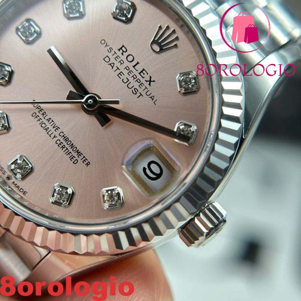 Rolex Datejust 278274 Quadrante Rosa con Diamanti Lunetta Zigrinata Bracciale Jubilee Migliore Replica THB 31mm Orologio - immagine 12
