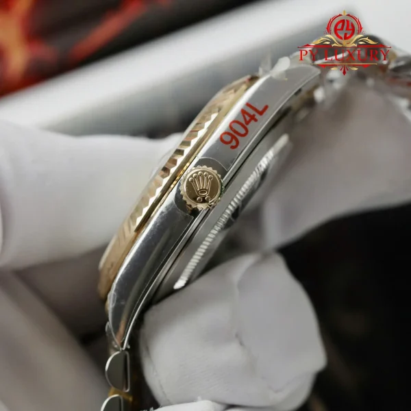 Replica migliore di Rolex Datejust 126333 due toni 10K oro giallo placcato quadrante bianco in madreperla bracciale Jubilee 41mm Orologio - immagine 8