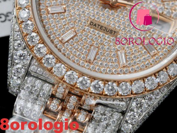 Rolex Datejust 36 Due Toni Oro 18K Rivestito Iced Out Moissanite Migliore Replica 36mm Orologio - immagine 13