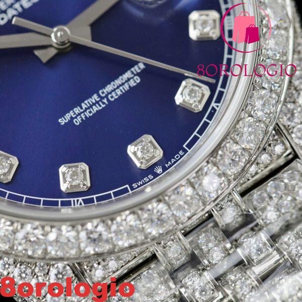 Rolex Datejust 41 Quadrante Blu Diamanti Jubilee Iced Out Moissanite Migliore Replica 41mm Orologio - immagine 13