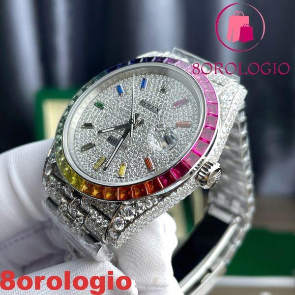 Replica Rolex Datejust 41 Iced Out Moissanite Rainbow Jubilee di Migliore Qualità 41mm Orologio - immagine 9