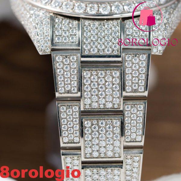 Replica migliore Rolex Datejust 41mm quadrante blu luminoso ghiacciato con moissanite Orologio - immagine 11