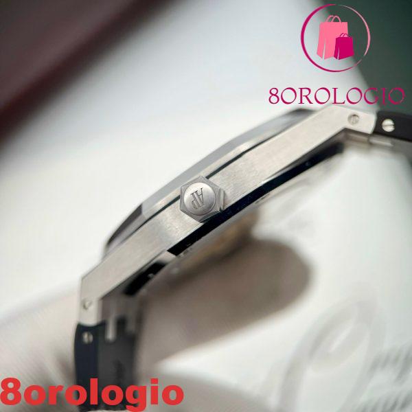 Audemars Piguet Royal Oak 15400ST Cinturino in Gomma Quadrante Nero Migliore Replica APS Factory 41mm Orologio - immagine 10