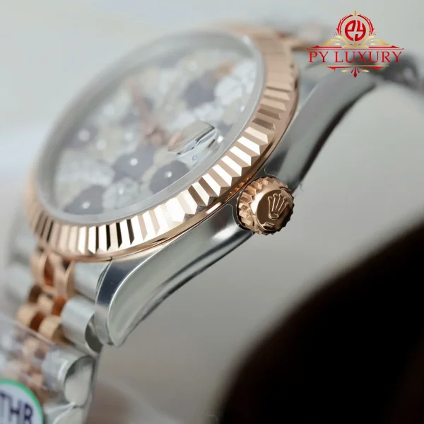 Replica Migliore 1:1 Rolex Datejust 278271 Due Tono Oro Rosa Quadrante Motivo Floreale Argento Bracciale Jubilee THB 31mm Orologio - immagine 9