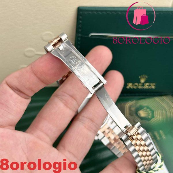 Replica Rolex Datejust 31mm Quadrante Rosa Lunetta con Pietre Cinturino Jubilee Orologio - immagine 8