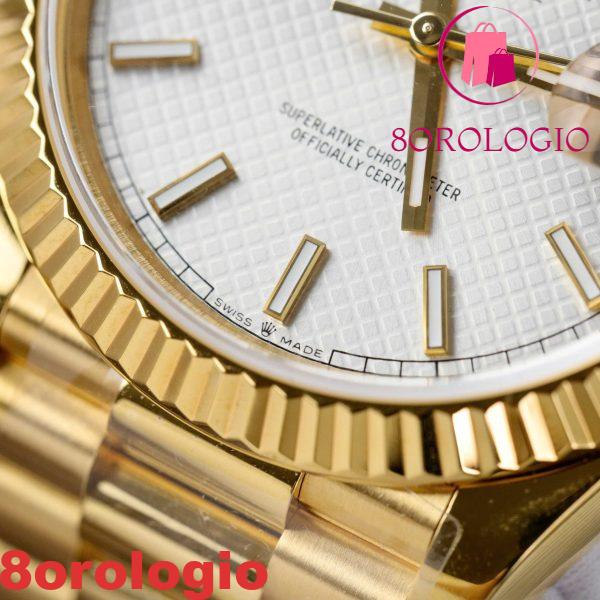 Replica GMF V3 Migliore Orologio Rolex Day Date 228238-0008 Quadrante Motivo Diagonale Argento Indici a Bastone Placcato Oro 18K 40mm Orologio - immagine 10