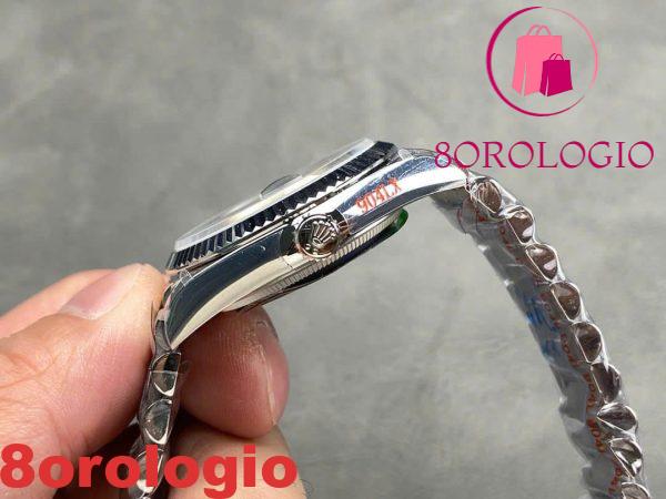 Replica Rolex Day-Date 128239-0069 Oro Bianco Quadrante Blu Brillante con Diamanti 158g Migliore QF 36mm Orologio - immagine 9