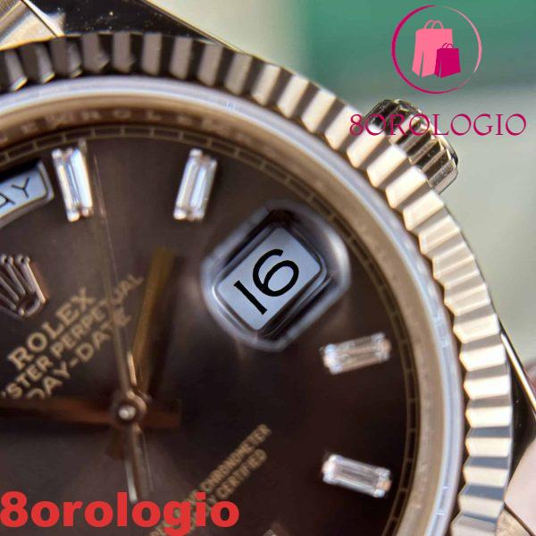 Rolex Day-Date 228235 18K Rose Gold Replica Quadrante cioccolato con diamanti 177g V3 GMF Super Clone 40mm Orologio - immagine 13