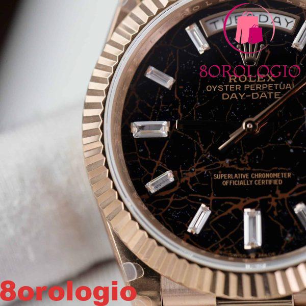 Replica Rolex Day-Date 228235 Oro Rosa Einsenkiesel Quadrante Baguette 186g Migliore Replica Q Factory 40mm Orologio - immagine 12