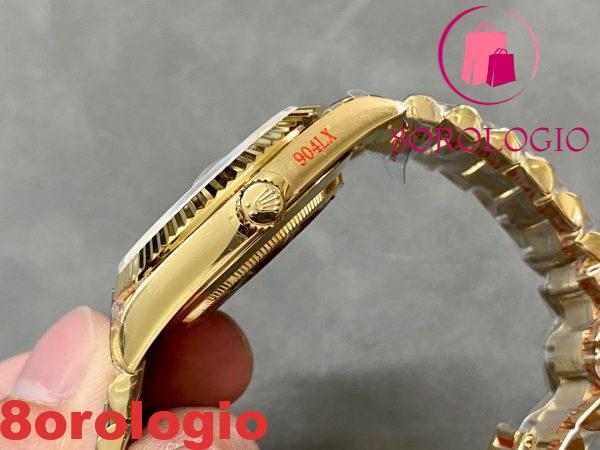 Rolex Day-Date 228238-0004 Oro Giallo Quadrante Nero Brillante con Diamanti 184g Migliore Replica 40mm Orologio - immagine 9
