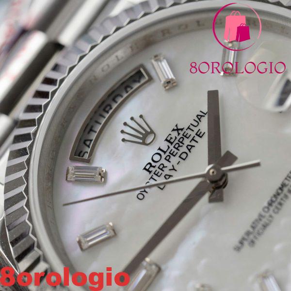 Rolex Day-Date 228239 Quadrante MOP Baguette Moissanite Indici GMF V3 Migliore Replica 40mm Orologio - immagine 10