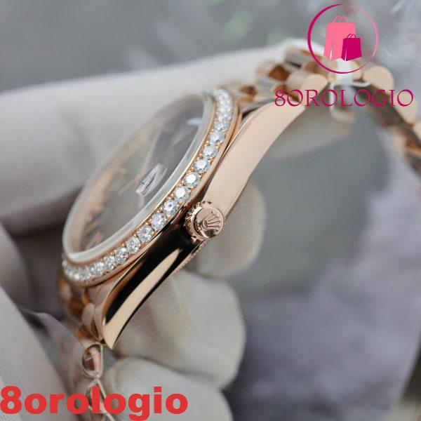 Rolex Day-Date 228345RBR-0009 Quadrante con Numeri Romani in Cioccolato Placcato in Oro 18k Replica GMF V3 40mm con Ghiera in Moissanite Orologio - immagine 9