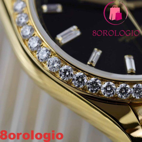 Replica Rolex Day-Date 228348RBR Oro Giallo 18K Quadrante Nero con Diamanti Ghiera in Moissanite GMF V3 Super Clone 40mm Orologio - immagine 11