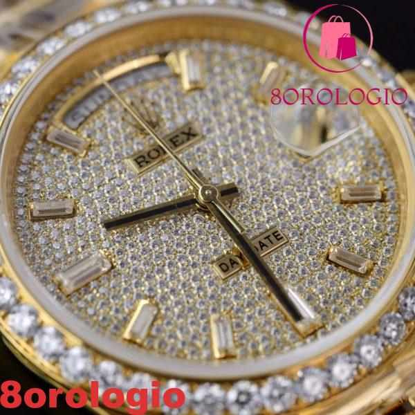 Rolex Day-Date 228348RBR-0037 Quadrante Pavé di Diamanti 18k Oro Avvolto Replica Personalizzata Moissanite GMF V3 Super Clone 40mm Orologio - immagine 11