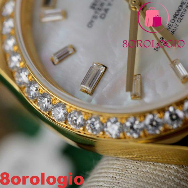 Rolex Day-Date 228348RBR-0046 Quadrante con Indici a Baguette in Moissanite MOP Oro Giallo 18K Replica 1:1 Lunetta in Moissanite GMF V3 40mm。 Orologio - immagine 11