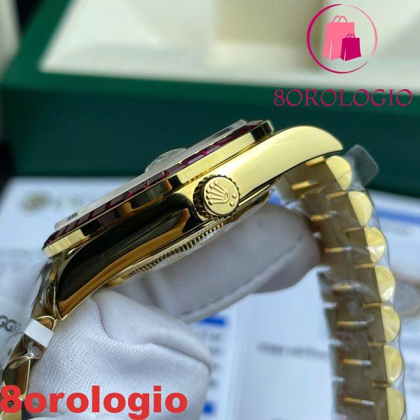 Rolex Day-Date 228398TRU 18K Oro Giallo Rivestito Quadrante Personalizzato in Moissanite Ghiera in Rubino Miglior Replica 40mm Orologio - immagine 9