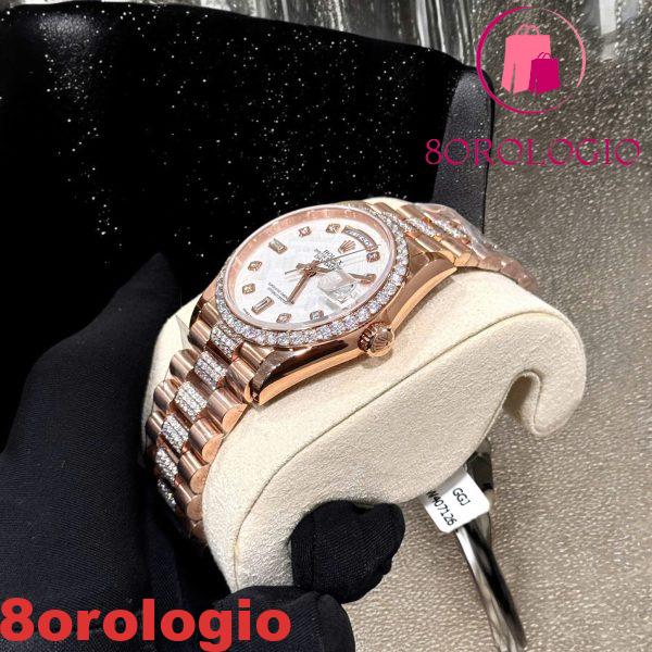 Rolex Day-Date 36 Quadrante in Meteorite Oro Rosa 18K Replica Migliore con Quadrante in Moissanite Personalizzato e Bracciale in Moissanite 36mm Orologio - immagine 14