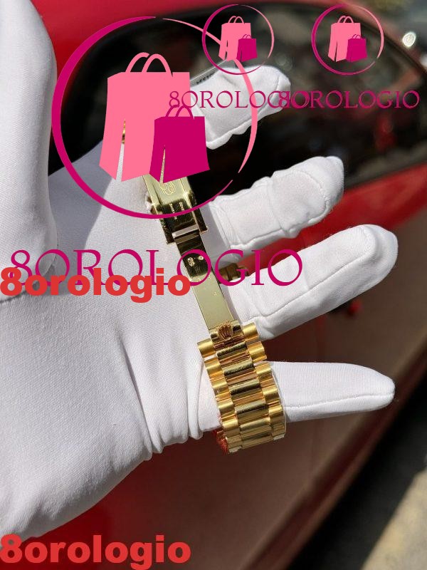 Rolex Day-Date 40 Oro Giallo 18k Rivestito Quadrante Pavé di Diamanti Arcobaleno Replica GMF V3 Super Clone 40mm Orologio - immagine 8