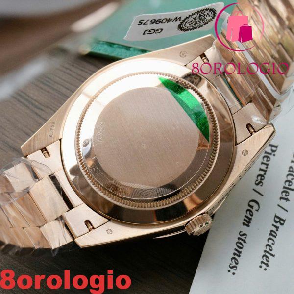 Rolex Day-Date 40 Quadrante Blu Baguette Oro Rosa 18K Wrapped Migliore Replica Q Factory 40mm Orologio - immagine 8