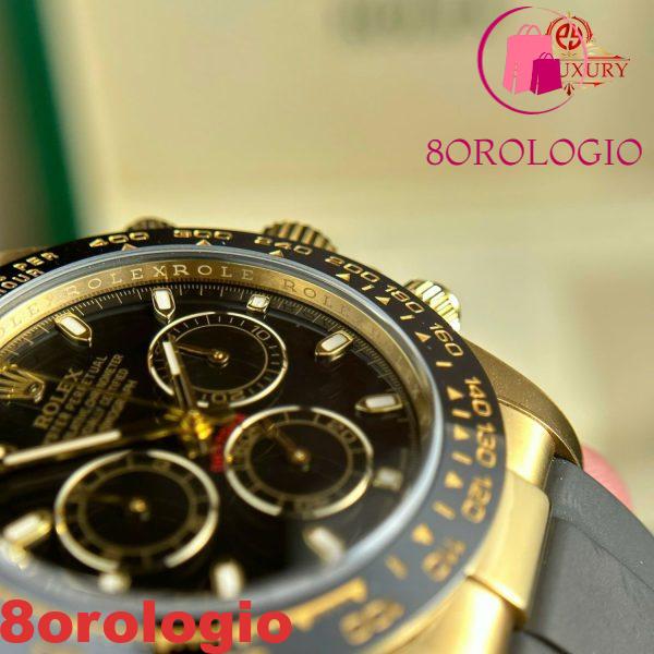 Rolex Cosmograph Daytona 116518LN Oro Giallo Quadrante Nero Cinturino Oysterflex Replica 1:1 Migliore Clean Factory 40mm Orologio - immagine 13