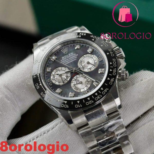 Rolex Daytona Quadrante Nero MOP Indici Personalizzati in Moissanite Bracciale Oyster Migliore Replica 40mm Orologio - immagine 10