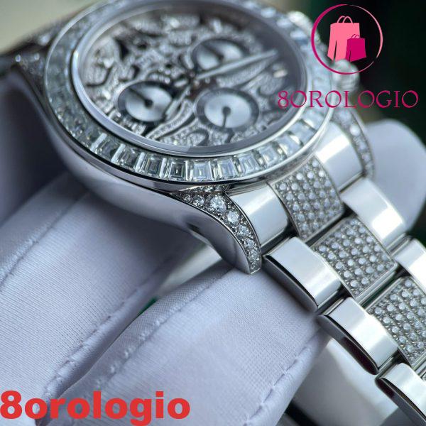 Replica Rolex Daytona Eye of the Tiger Bracciale in Metallo Moissanite Personalizzato Migliore 40mm Orologio - immagine 10