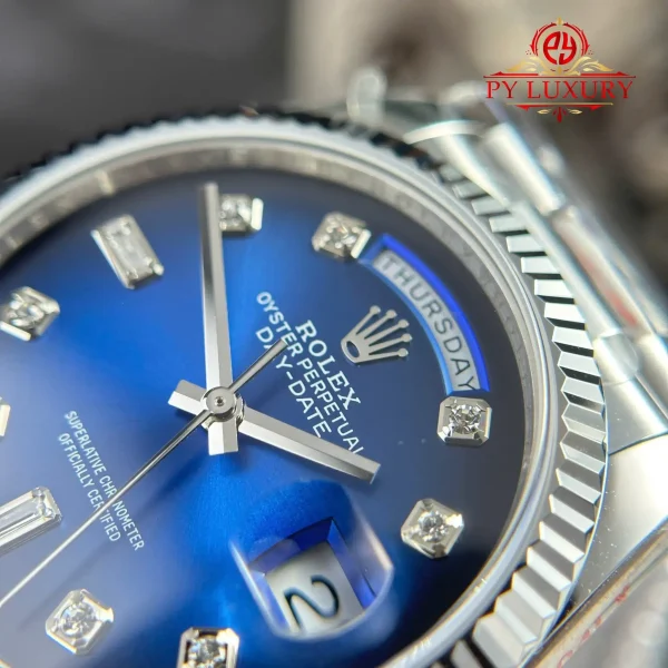 Rolex Day-Date 128239-0023 Quadrante Blu Ombré con Diamanti 158g Miglior Replica QF 36mm Orologio - immagine 13
