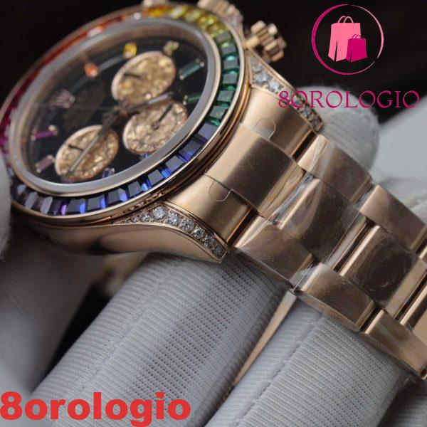 Rolex Daytona Rainbow 116595 Oro Rosa Calibro 4130 Super Replica 40mm Orologio - immagine 11