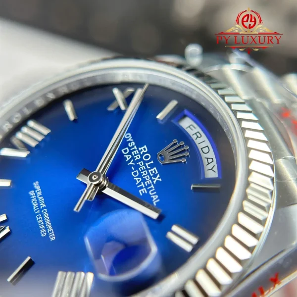 Rolex Day-Date 128239-0063 Quadrante Blu Ombré Romano 158g Migliore Replica QF 36mm Orologio - immagine 12