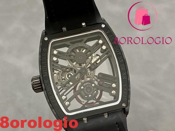 Franck Muller Vanguard Skeleton Tourbillon Black Carbon Fiber Migliore Replica ABF 45mm Orologio - immagine 9