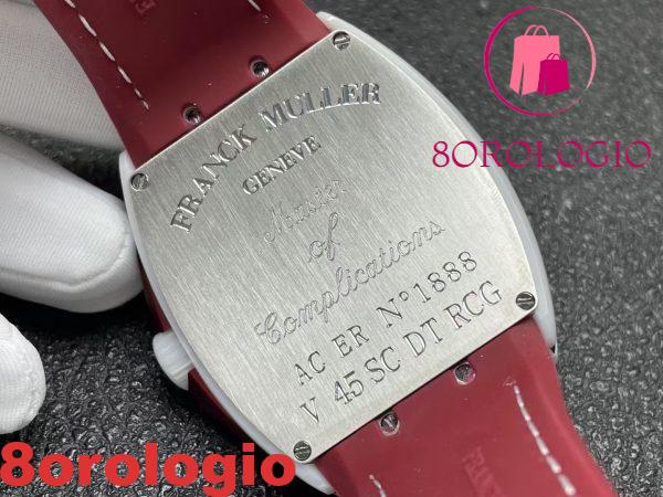 Franck Muller Vanguard V45 Ceramica Bianca Quadrante Borgogna Cinturino in Pelle Replica 1:1 Migliore ABF 45mm Orologio - immagine 8