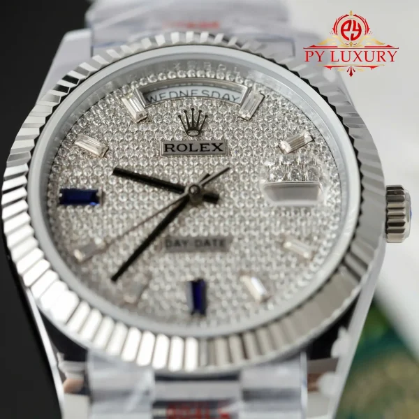 Rolex Day-Date 228236-0009 Quadrante in Moissanite Personalizzato 1:1 Migliore Replica QF 40mm Orologio - immagine 10