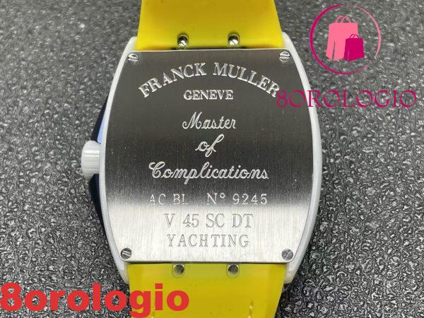 Franck Muller Vanguard V45 Cassa in Ceramica Bianca Numeri Arabi Gialli 1:1 Migliore Replica ABF 45mm Orologio - immagine 8