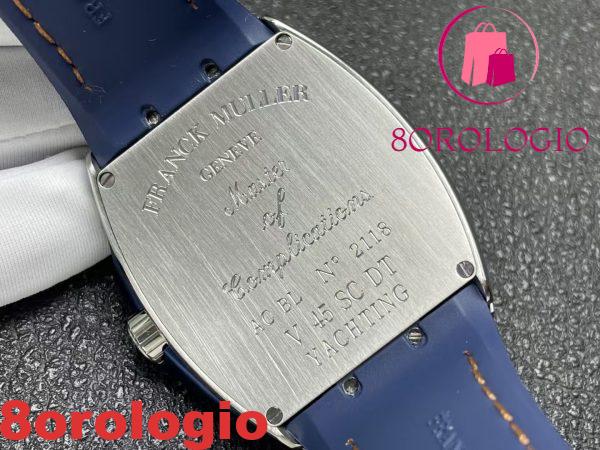 Franck Muller Vanguard Yachting V45 Quadrante Blu Numeri Arabi Arancioni Cinturino in Gomma 1:1 Migliore Replica ABF 45mm Orologio - immagine 9