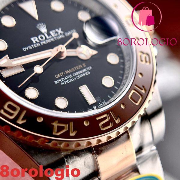 Rolex GMT-Master II Root Beer Two Tone Quadrante Nero Replica Super Clone Clean Factory 40mm Orologio - immagine 12