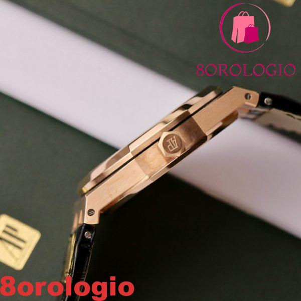 Audemars Piguet Royal Oak 15500OR replica in oro 18K con quadrante nero in pelle 41mm Orologio - immagine 10