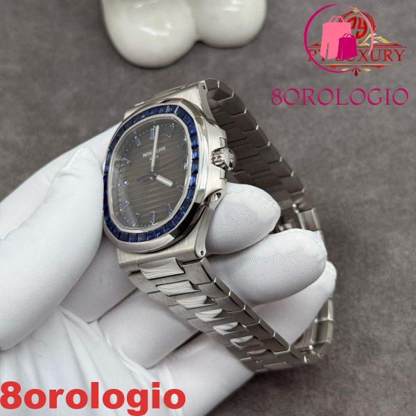 Replica Patek Philippe Nautilus 5711/111P-001 Zaffiro Blu Personalizzato 1:1 Platino Reale 40mm Orologio - immagine 8