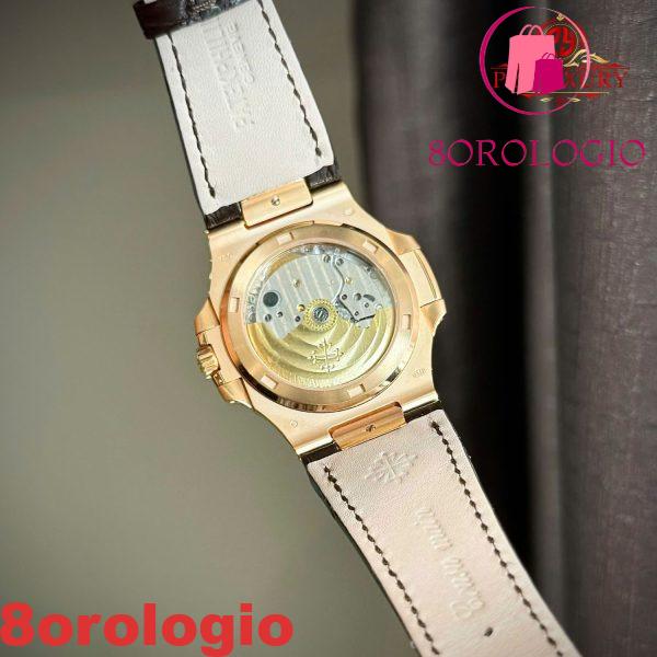 Patek Philippe Nautilus 5711R-001 Quadrante Grigio Cinturino in Pelle Placcato Oro 18K Replica 1:1 40mm Orologio - immagine 8