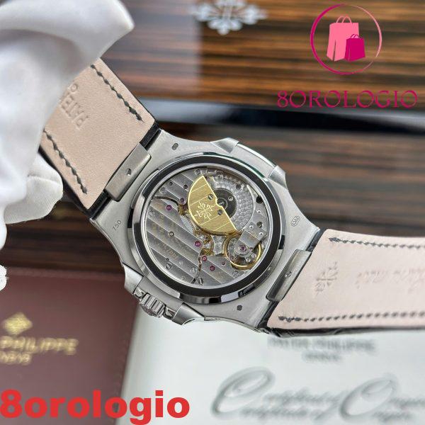 Patek Philippe Nautilus 5712 Quadrante Blu con Ghiera di Pietre a Baguette Funzioni Complete PPF Migliore Replica 40mm Orologio - immagine 8