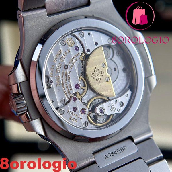 Patek Philippe Nautilus 5712/1A-001 Replica Quadrante Blu Modificato Fasi Lunari Lancette Incisioni Movimento Super Clone 40mm Orologio - immagine 8