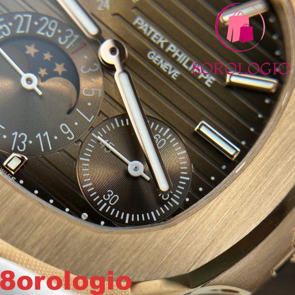 Patek Philippe Nautilus 5712/1R-001 Quadrante Marrone Oro Massiccio 18K replica CNC su Misura 40mm Orologio - immagine 8