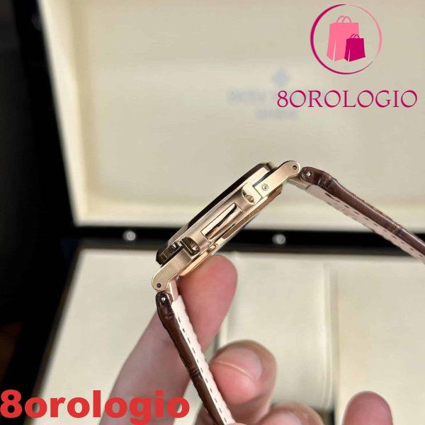 Patek Philippe Nautilus 5712R Oro Rosa Quadrante Grigio Pelle Miglior Replica PPF V2 40mm Orologio - immagine 10