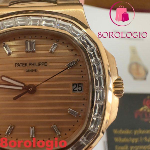 Patek Philippe Nautilus 5723/1R-001 Quadrante Oro Rosa 18K Oro Massiccio Replica Diamanti Baguette 40mm Orologio - immagine 8