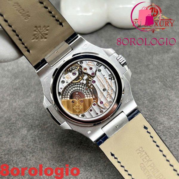 Patek Philippe Nautilus 5724G Quadrante Blu replica In Oro Bianco 18K Zaffiri Blu Cinturino in Pelle di Coccodrillo 40mm Orologio - immagine 8