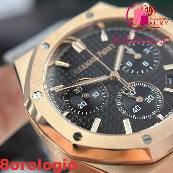 Audemars Piguet Royal Oak 26240OR Chronograph Oro Rosa Quadrante Nero 1:1 Migliore Replica APSF 41mm Orologio - immagine 12