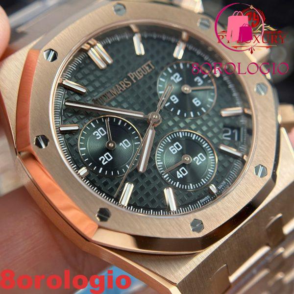 Audemars Piguet Royal Oak 26240OR Chronograph Oro Rosa Quadrante Verde 1:1 Miglior Replica APSF 41mm Orologio - immagine 12