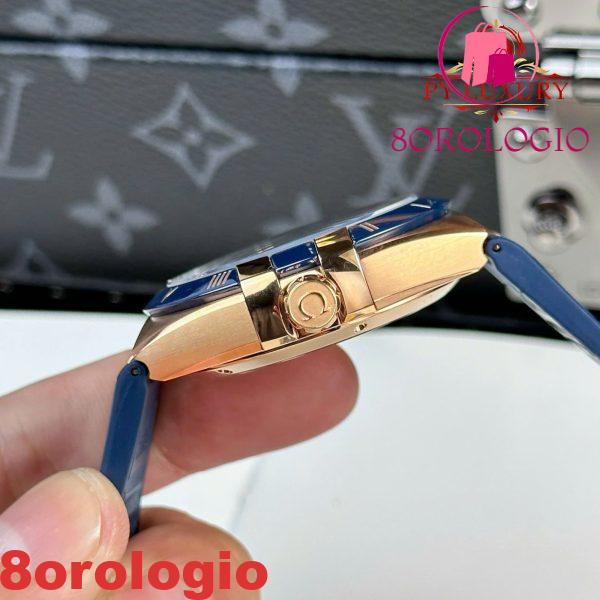 Omega Constellation Oro Rosa Quadrante Blu Lunetta in Ceramica Blu Cinturino in Pelle Replica VSF 41mm Orologio - immagine 10