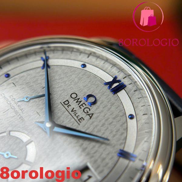 Omega De Ville Prestige Power Reserve Quadrante Grigio Cinturino in Pelle Blu Replica Migliore 39.5mm Orologio - immagine 13